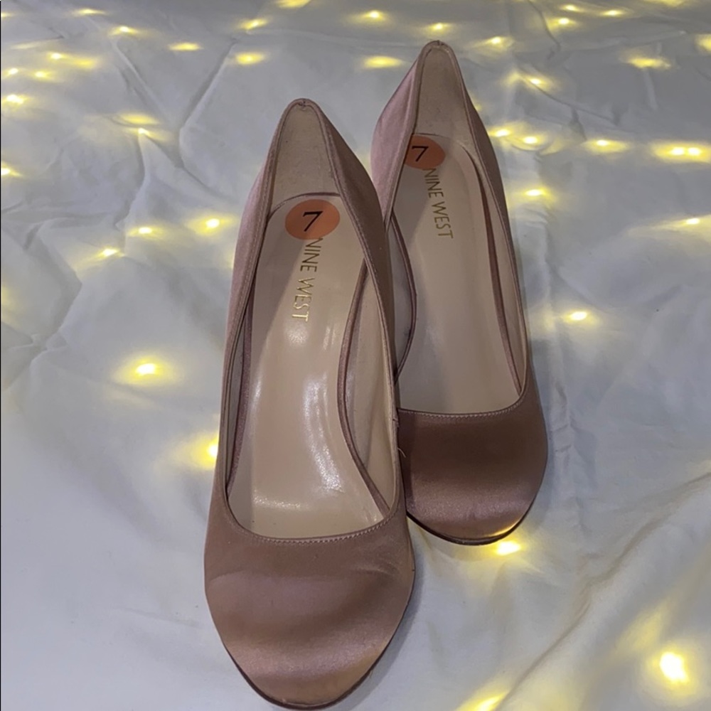 Blush pink satin heels